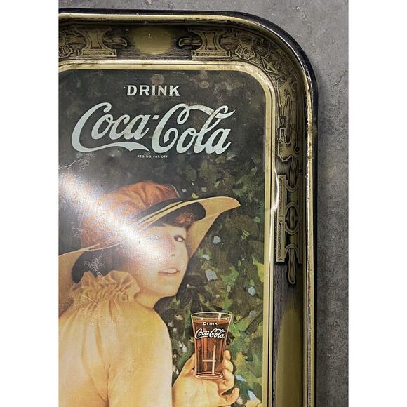 Vintage Coca Cola Tray Advertising 1916‎ World War 1 Girl "Elaine" - Picture 6 of 7